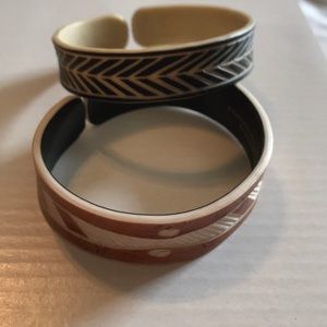 Set of two handmade tribal etched bracelets